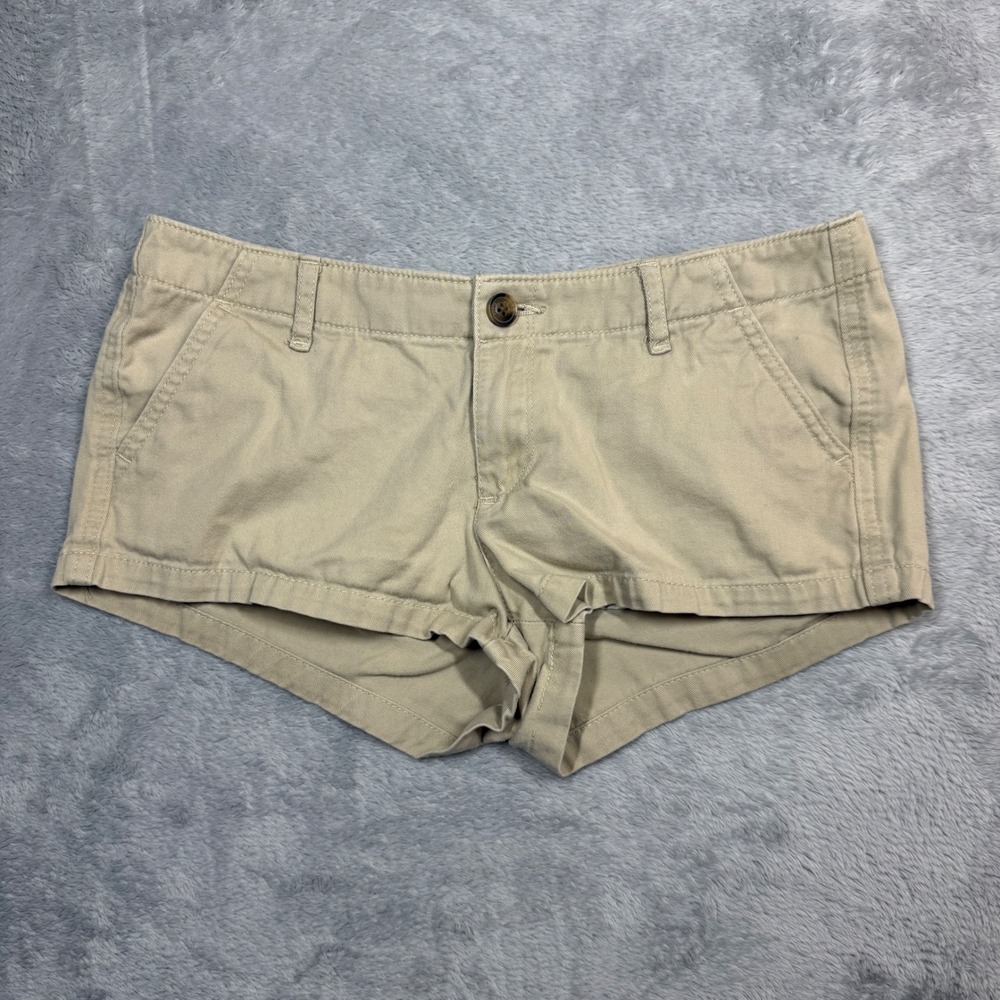 Hollister Chino Shorts Womens 5 (Fits 31) Tan Low Rise Casual Preppy Y2K Mini